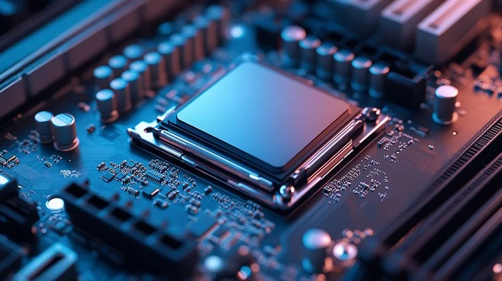 Close-up of computer processor on motherboard - Free Advanced Technology Circuit Image - Technology, Processor ...