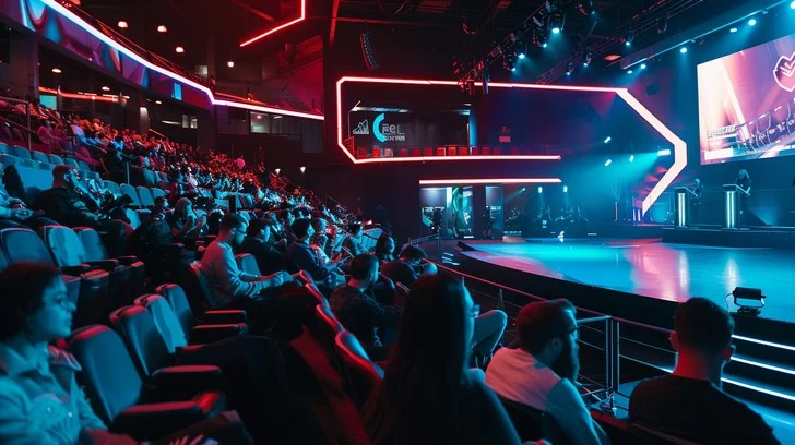 Esports tournament arena with crowd - Free Esports Tournament Scene Image - Esports, Audience, Gaming ...