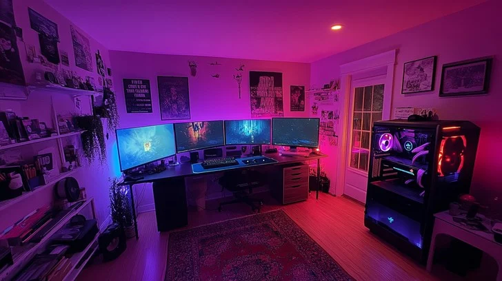 high-end PC gaming setup RGB - Free Vibrant gaming setup Image - Gaming, Rgb, Monitors | Download ...