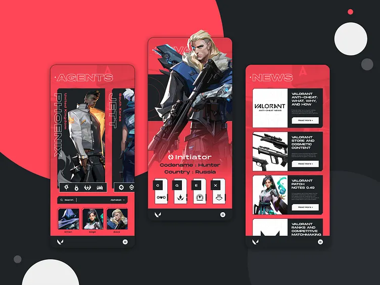 Valorant patch notes interface - Valorant - Mobile concept design by Dmitry Kiiashko on Dribbble